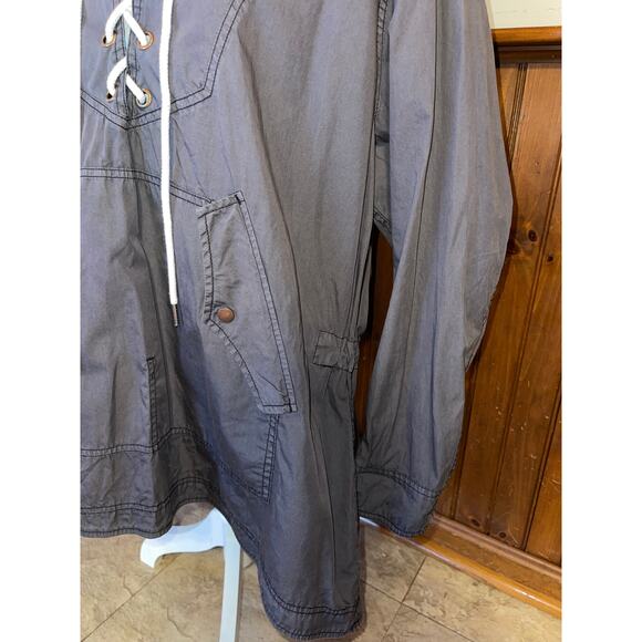 Womens Free People Dark Gray Lace Poplin Hooded Jacket Anorak Boho Size XS/S - Picture 4 of 9